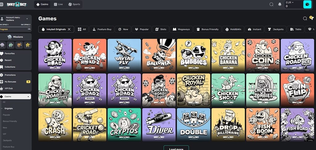 InkyBet Casino Games